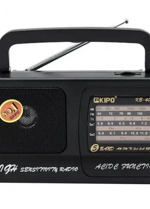 Радіоприймач kipo kb-408 ac потужний радіо fm з usb живлення від батареї r20 або від мережі чорний