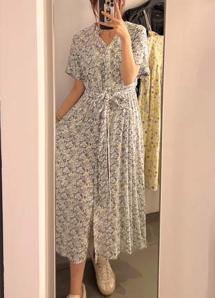 Вискозное  цветочное платье рубашка h&m р. l (48-50-52)4 фото