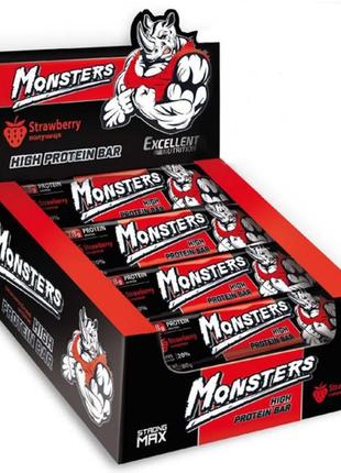 Протеиновые батончики monsters high protein bar 80 g клубника