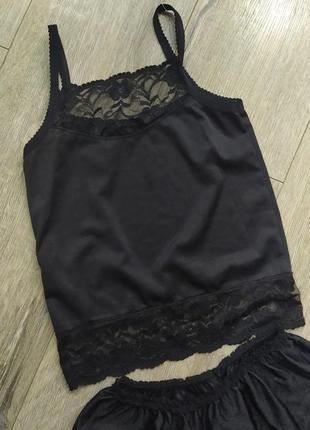 Xs/s-36/38,германия!черный комплект в винтажном стиле майка+шортики для сна2 фото