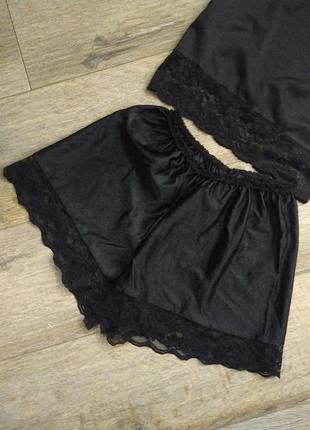 Xs/s-36/38,германия!черный комплект в винтажном стиле майка+шортики для сна6 фото