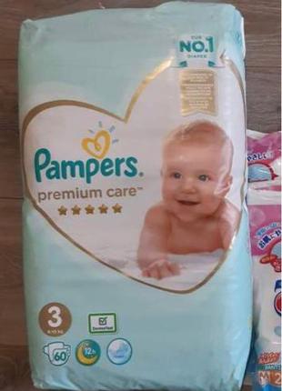 Підгузники pampers premium care 3 , 60шт/уп