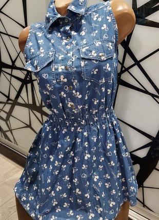 Джинсовое платье с микимаусом exclusive 42-46