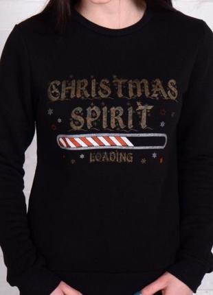Світшот утеплений christmas spirit чорний