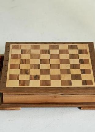 Шахова дошка з висувними ящиками, дерев'яна шахова дошка, шахи1 фото