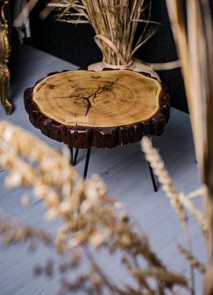 Стіл журнальний/кавовий столик зі слеба/зрізу.акація