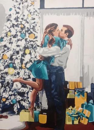 Картина намальована  по номерам "новорічне побажання"