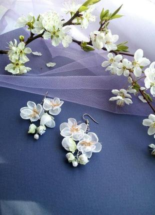 Серьги ′цвет яблони′.серьги для невесты,серьги- цветы.1 фото