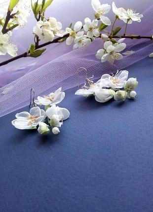 Серьги ′цвет яблони′.серьги для невесты,серьги- цветы.2 фото