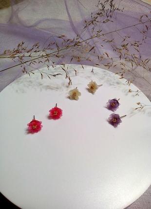 Сережки квіти.сережки ручної роботи.сережки гвоздики2 фото