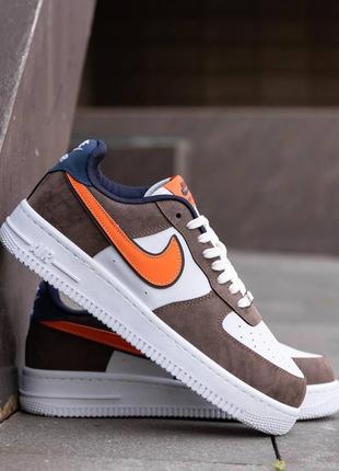 Кроссовки nike air force brown white orange1 фото