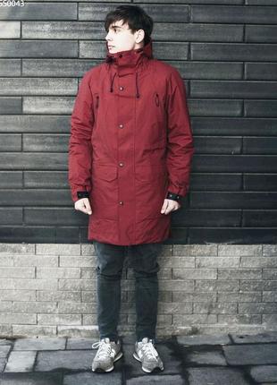 M-l&nbsp;парка staff seven bordo, пог-55 см, чоловіче пальто з утеплювачем&nbsp;hollowsoft, ідеальне