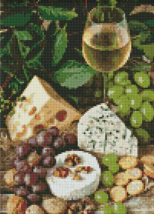 Алмазна мозаїка "біле вино із сиром" ідейка amo7378 30х40 см