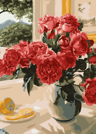 Картина за номерами. art craft "троянди на підвіконні" 40 * 50 см1 фото