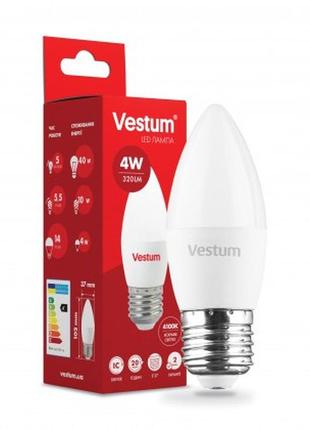 Світлодіодна лампа vestum led c37 4 вт 4100 k (нейтральний світло), цоколь e27