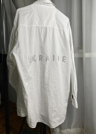 Біла сорочка oversize з написом зі страз, cotton