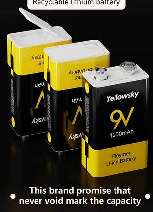 Акумулятор крона 6f22 9в 1200 mah li-ion, заряд - вбудований usb