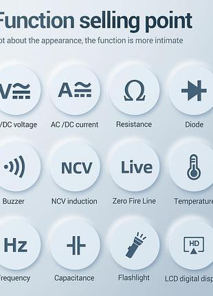 Aneng 681 pro smart тестер мультиметр ac/dc ncv r/c/d/t/f, li-ion 6