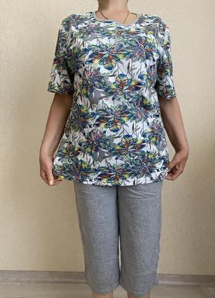Пижама женская батал бриджи и футболка хлопок 58р2 фото