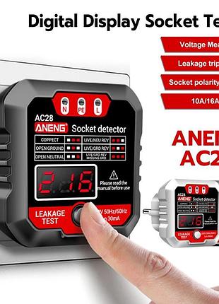 Тестер розеток aneng ac28 вольтметр, перевірка пзв, фазування