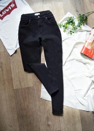 Чорні стрейчеві джинси h&m, посадка висока, резинка в поясі