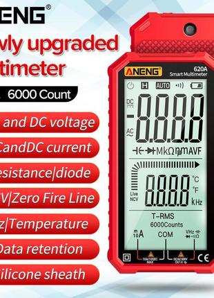Aneng 620a smart тестер мультиметр, ncv, ac/dc, r/c/d, t/f, red