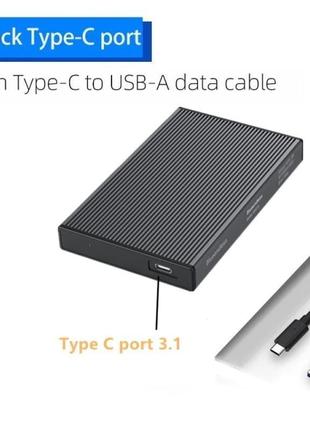 Зовнішня алюмінієва кишеня hdd/ssd 2,5" sata на usb 3.1 type-c