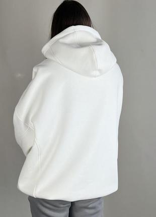 Толстовка жіноча oversize з капюшоном із тринитки на флісі молочна3 фото