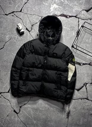 Куртка мужская зимняя черная stone island2 фото