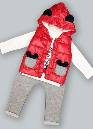 Дитячий костюм трійка «мишеня» червоний 92р.