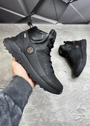 Зимние мужские ботинки timberland black orange (мех) 41-43-44-45