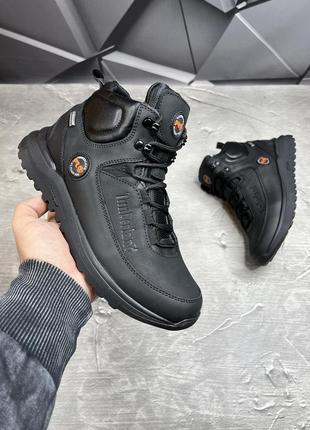 Зимние мужские ботинки timberland black orange (мех) 41-43-44-457 фото