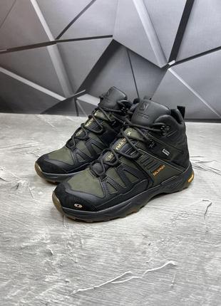 Зимние мужские ботинки salomon black haki (мех) 40-41-42-434 фото