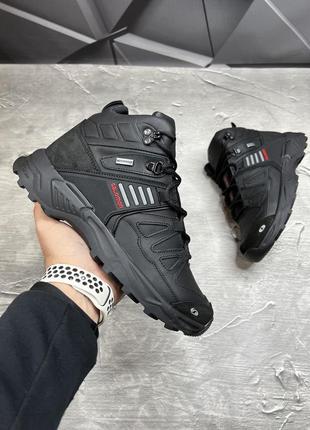 Зимние мужские ботинки salomon black red (мех) 40-41-42-44-45