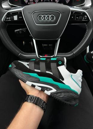 Мужские кроссовки adidas niteball prm black white green 41-42-43-1 фото