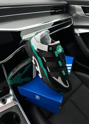 Мужские кроссовки adidas niteball prm black white green 41-42-43-8 фото