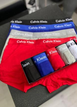 Чоловічий набір трусів 5 шт calvin klein колір чорний, синій, білий, сірий, червоний1 фото