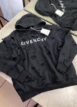 Худи черный givenchy с белым логотипом sg234