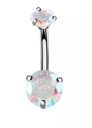 Банан для пирсингу пупка 10х1.6х5/10 райдужний cz сталь 316l mr.piercing