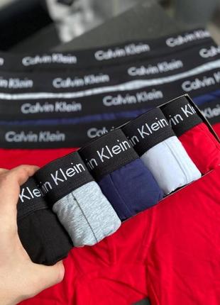 Чоловічий набір трусів 5 шт calvin klein колір чорний, сірий, білий, синій, червоний.3 фото