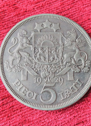 П'ять 5 лат срібло оригінал монета pieci lati 1929 рік2 фото
