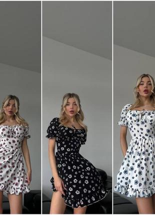 Сукня софт довжина міні з гарними візерунками та корсетом по спині розміри норма й батал