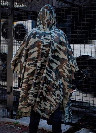 Плащ-намет із люверсами лісовий камуфляж. дощовик пончо для військових, плащ-намет...