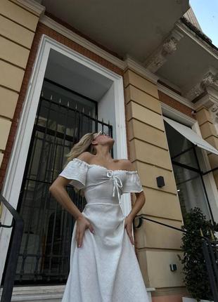 Біла муслінова сукня міді з куліскою xs s m l 42 44 46 ніжне бавовняне плаття з шнурівкою на спині8 фото