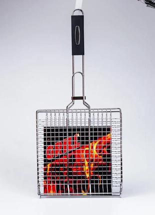 Решітка для гриля та барбекю на мангалі grill плоска 55*25*4 см, решітка з хромовим та антипригарним покриттям