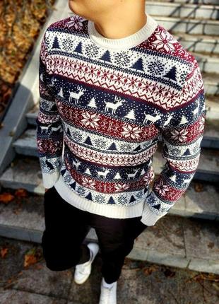 Новорічний светр з оленями, теплий, вовняний, підійде для всіх6 фото
