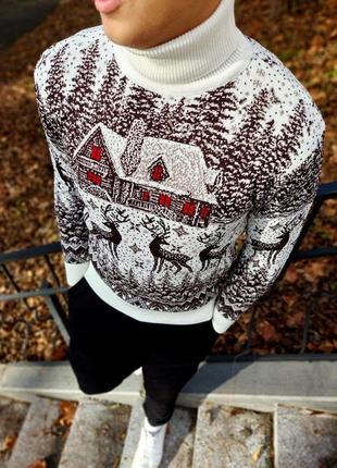 Новорічний светр з оленями, теплий, вовняний, підійде для всіх7 фото
