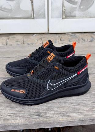 Кросівки літні сітка nike чорні1 фото