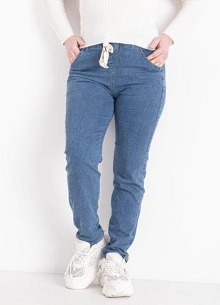 Женские джинсы большого размера батал стейчевые 50-60 классические голубые, талия резинка и шнурок8 фото
