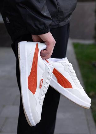 Кеди високої якості в стилі puma court ultra lite white orange3 фото